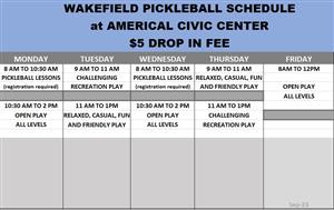 Pickleball Schedule Fall/Winter